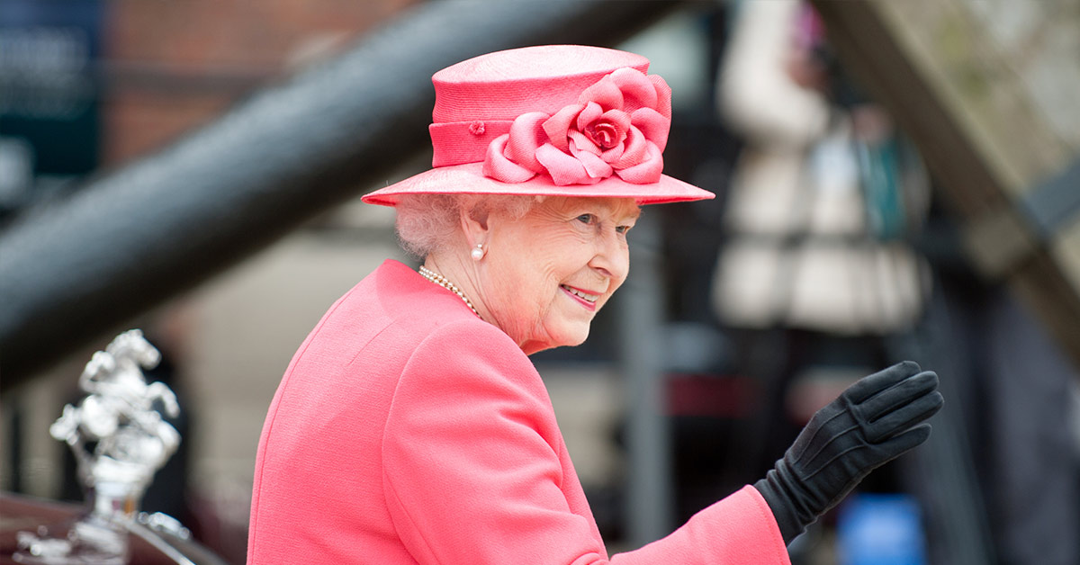 Queen Elizabeth II wearing pink